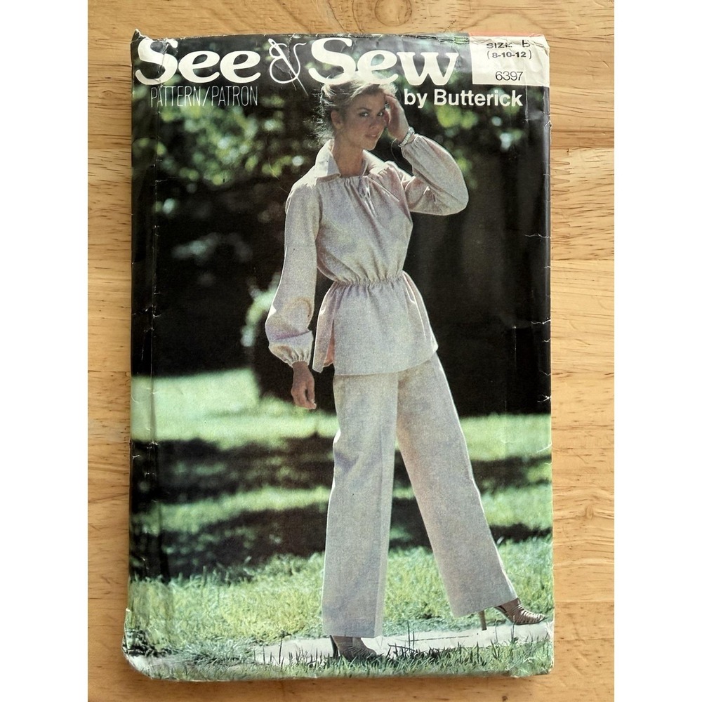 Butterick See & Sew Pattern 6397 Loose-Fit Tunic Straight Leg Elastic Pants 8-12